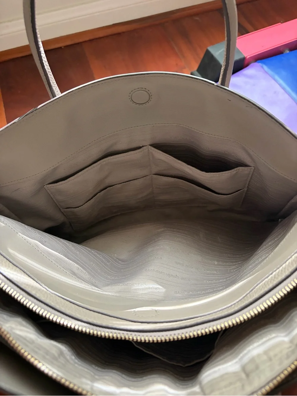 kate spade Warm Taupe Pebbled Leather Laptop Bag